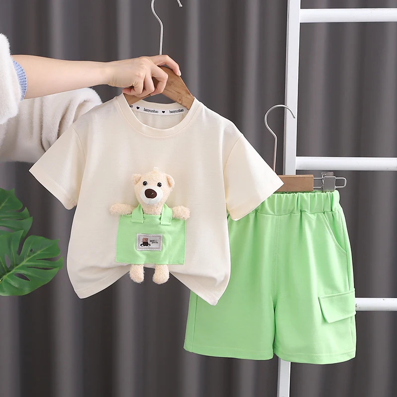 New Summer Toddler Baby Boys Clothing Suits Children Cartoon T shit Shorts 2PCS Set Kids Baby Clothes Outfits