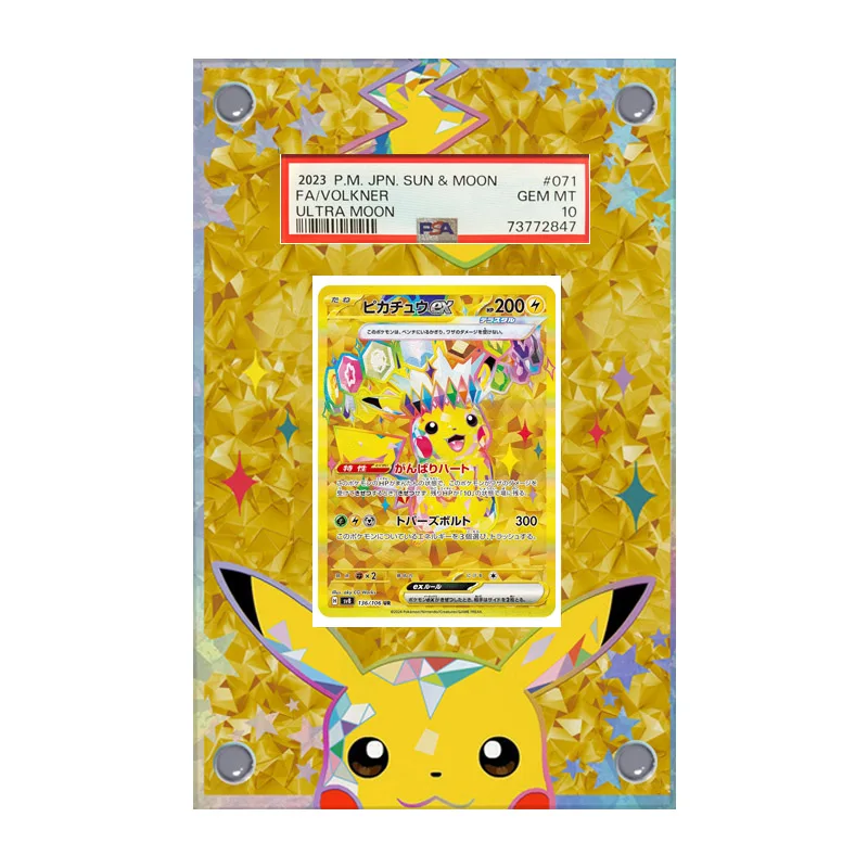 Psa Art Display voor Pokemon Card Terastal Eevee Qikachu Acryl Uitgebreide Schilderij Vaststeen Collectie Card Display Stand Gift