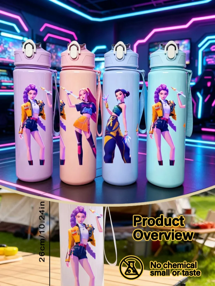AliExpress Hasbro Cartoon Pretty Girl Pattern Water Bottle, 3D Textured Design for Gym, Running & Cycling,High-Quality PC Material,PVC-Free,Gift