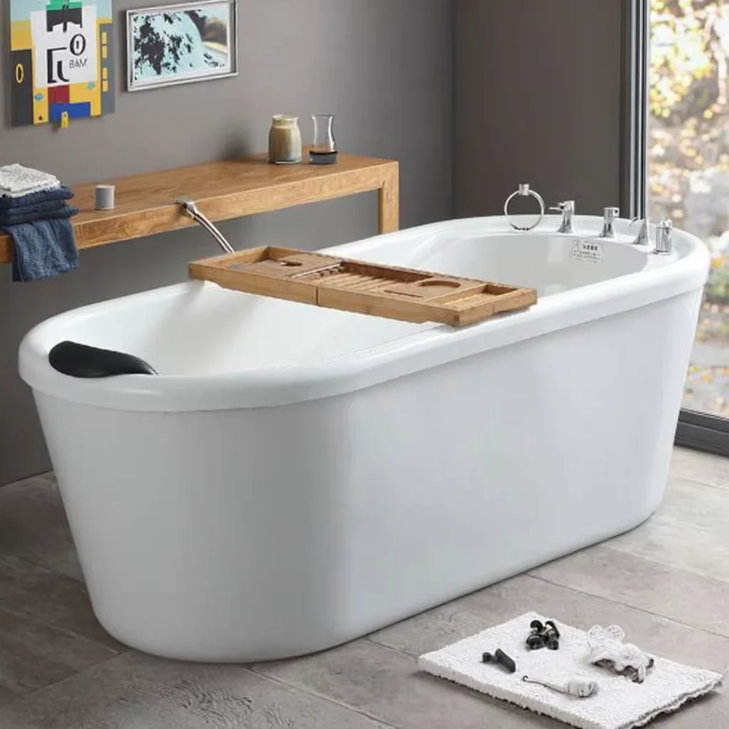 

High Quality Luxury Acrylic Freestanding Bathtub Modern Design Independent Bathroom Soaking Tub For Adults 2m Drainer For Hotels