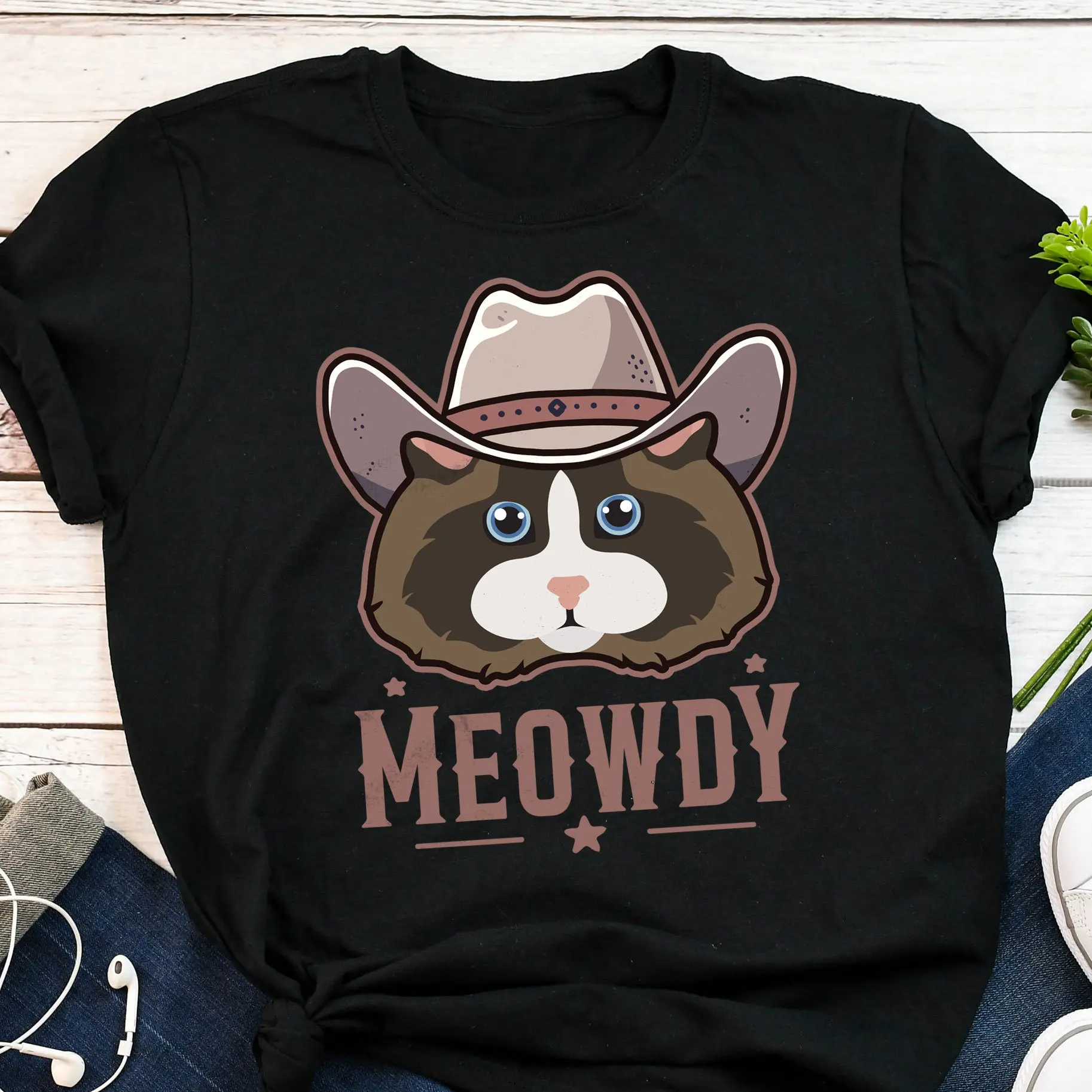 Ragdoll Cat Meowdy T Shirt Funny Cowboy Lover Cute Howdy Pet Mom Dad Western Texas Yeehaw Meme