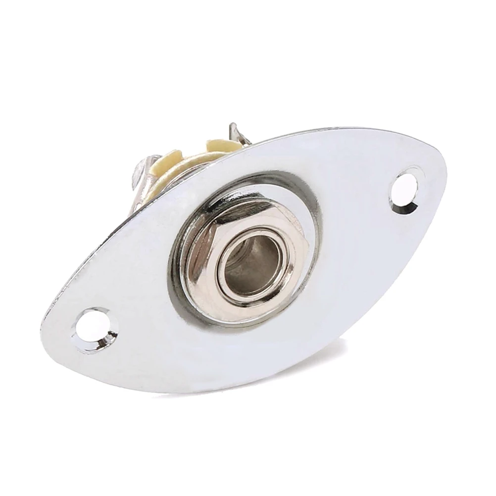 

Oval Indented 1/4 Inch Guitar Pickup Output Input Jack Plug Socket 6.35mm With 2 Mounting Screws for Electric Guitar Bass