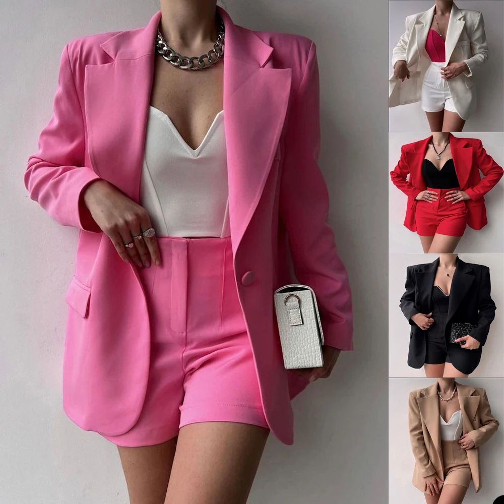 

Summer Short Blazer Suits Candy Color Slim Fit Office Lady Evening Party Outfit Wedding Wear Shorts 2 Pieces