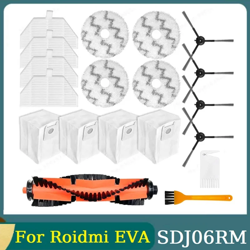 19PCS Replacement Part For Roidmi EVA SDJ06RM Robot Vacuum Cleaner Accessories Main Side Brush Filter Mop Cloth Dust Bag