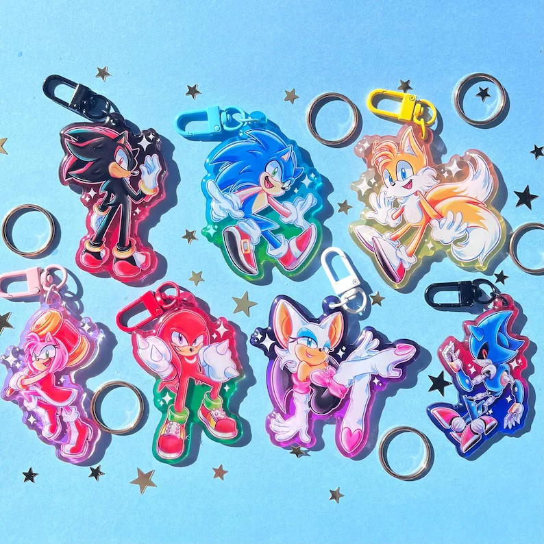 2.5'' Wave 1 Cute Hedgehog Character Acrylic Keychains, Double‑Sided Print Bag Pendant Collectible Fan Gift
