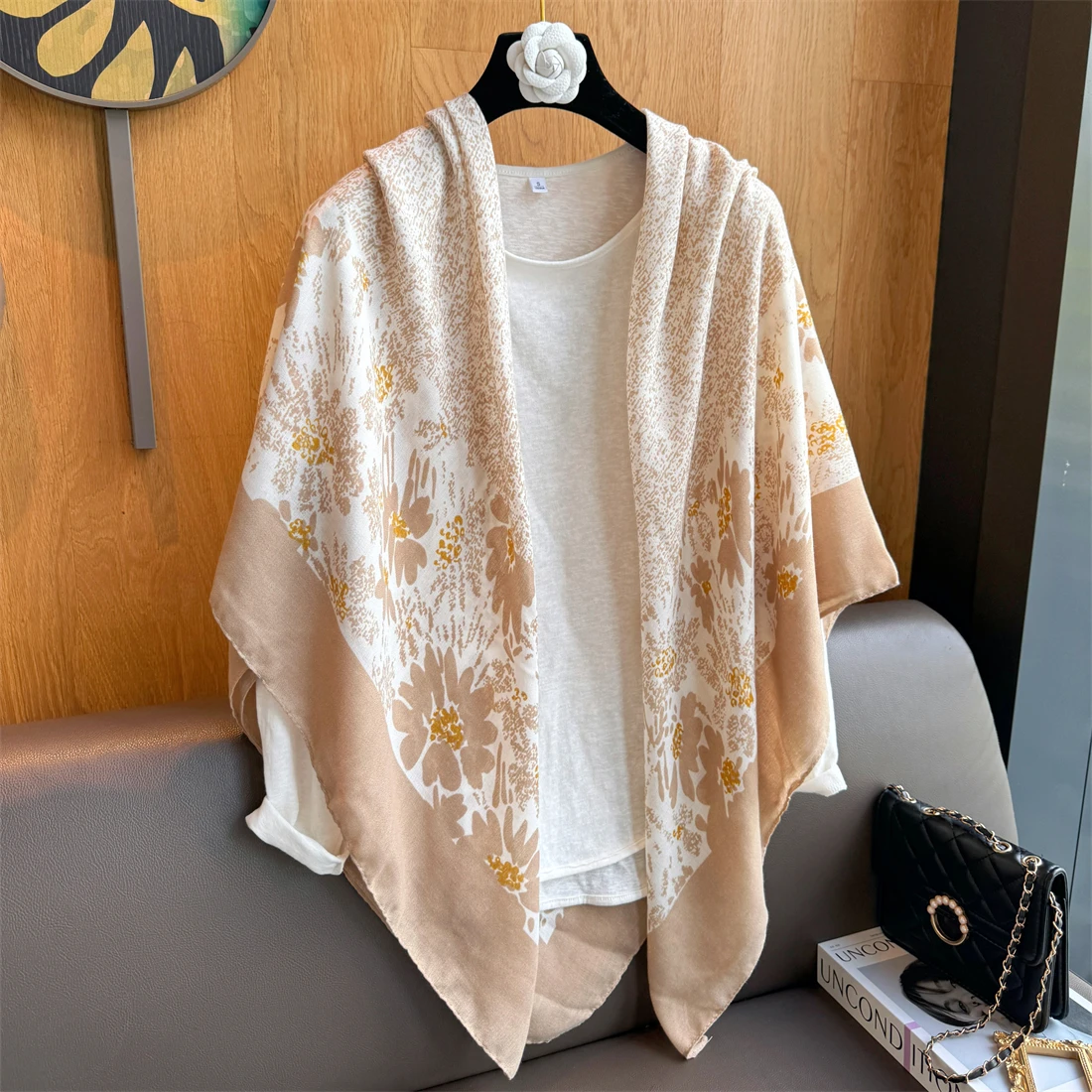 

Cotton and linen scarf female thin section of the spring and fall fashion with square 130 * 130 air conditioning cervical shawl