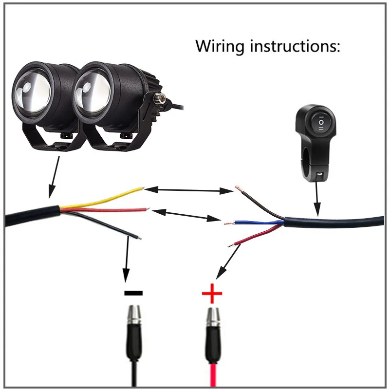 Farol de motocicleta led, farol integral tangente de feixe alto e baixo, lâmpada auxiliar