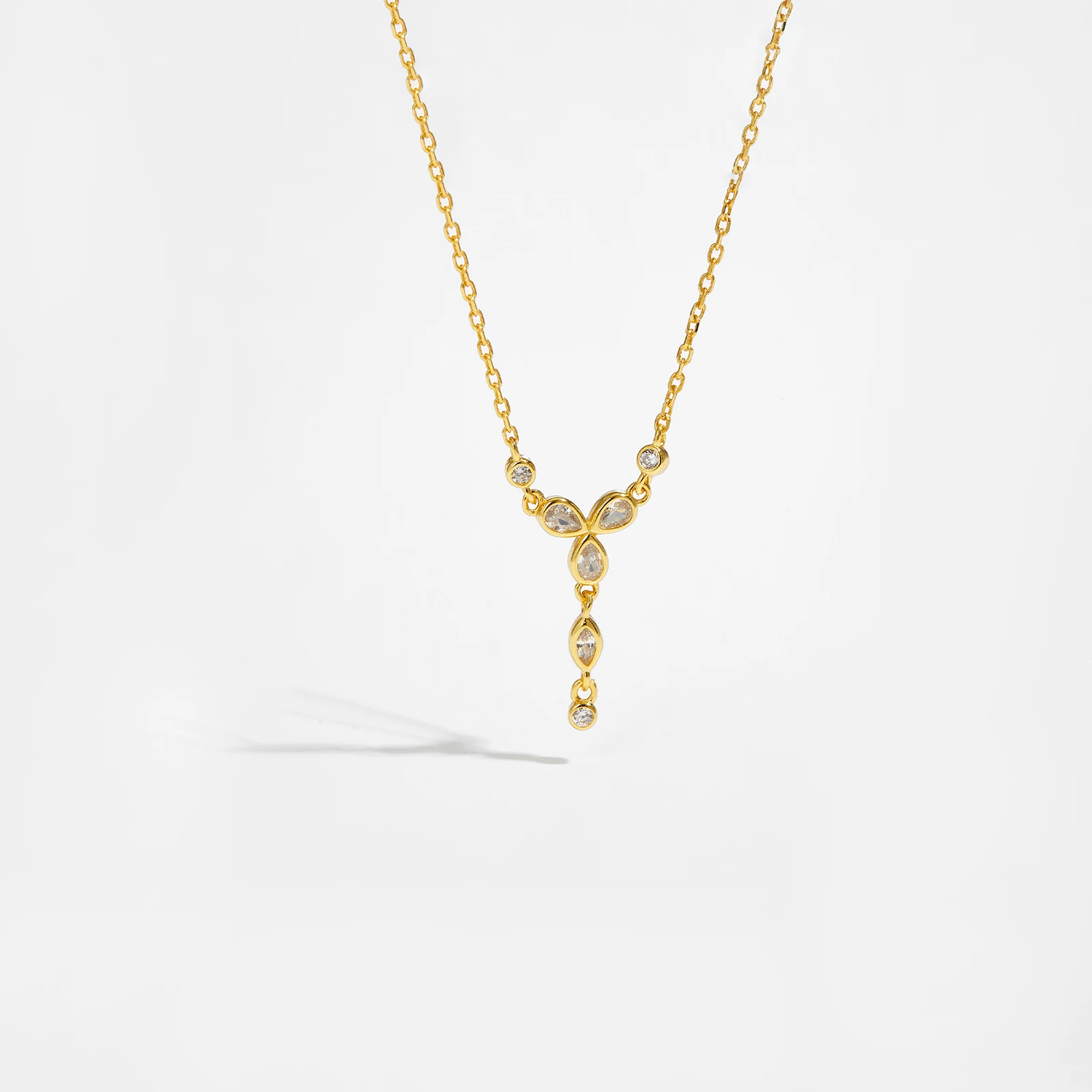 ANDYWEN 925 Sterling Silver Gold Cross Flower PARADIS NECKLACE Pendant Long Chain Necklace Fine Jewelry 2022 Crystal Jewels