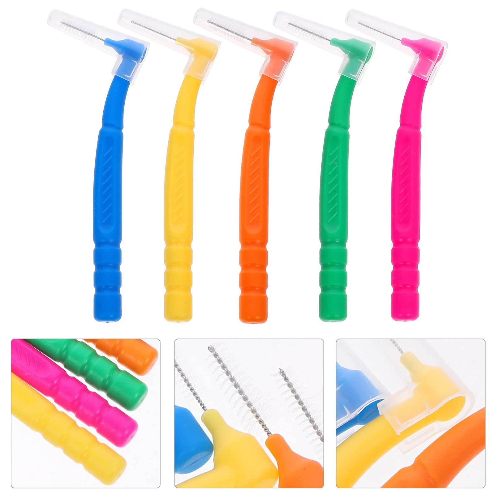 

50pcs Interdental Brush Flosser Head Tooth Cleaning Dual Use For Household Portable Teeth Gum Brush Protector Case Durable