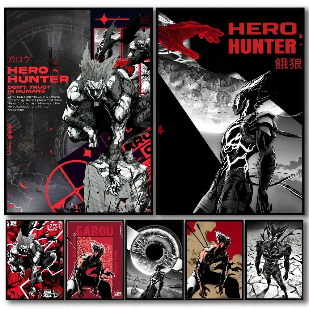 One P-punch Man Garou Painting Calligraphy Cotton Canvas Wall Art Poster Quality Decor Painting for Living Room Home Decor