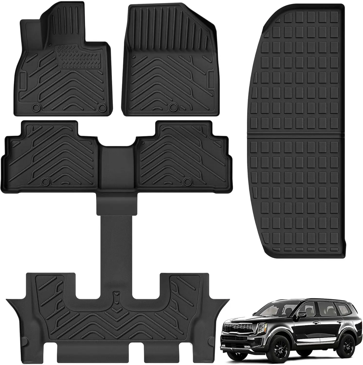 

5Pcs Compatible For Telluride 2020-2023 Heavy Duty TPE Floor Mats Waterproof Automotive Liners