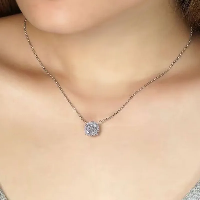 New 100% S925 silver 2.5-carat pendant for women's millennium cut exquisite collarbone chain wedding jewelry