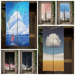 Sky View Door Curtain Kitchen Morden Art Clouds Painting Baby Living Room Partition Curtains Drape Entrance Hanging Half-Curtain