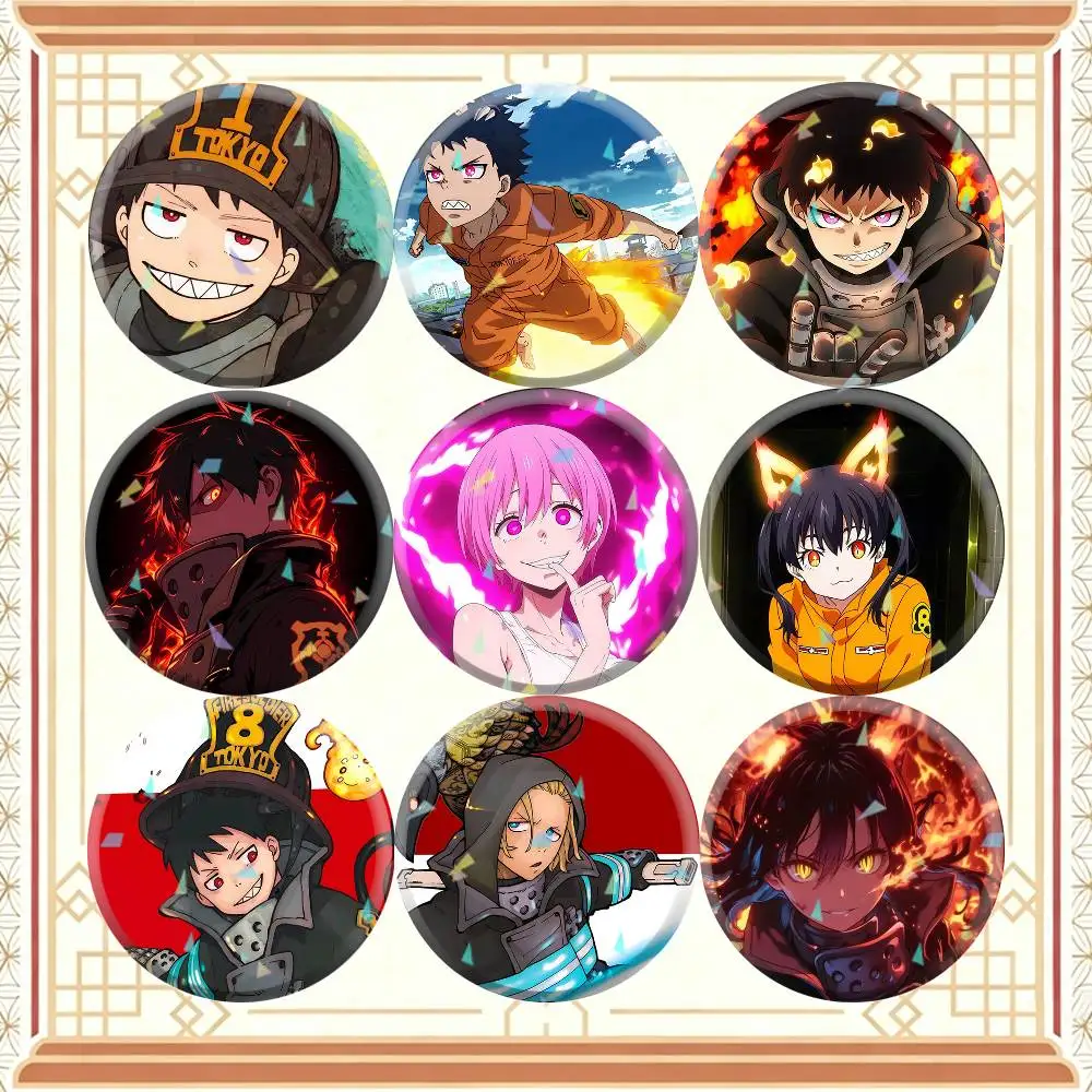 Fire Force  32/44/58mm Handmade Pins Round Brooch Badge Backpacks Clothes Jewelry Gifts