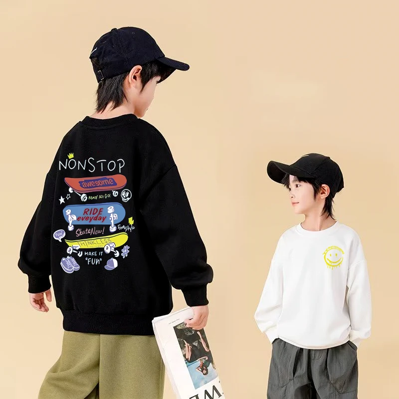 Boys' Sweater Spring and Autumn Style New Mid sized Children's Autumn Top Boys' Autumn Bottom Shirt Fashionable and Fashionable