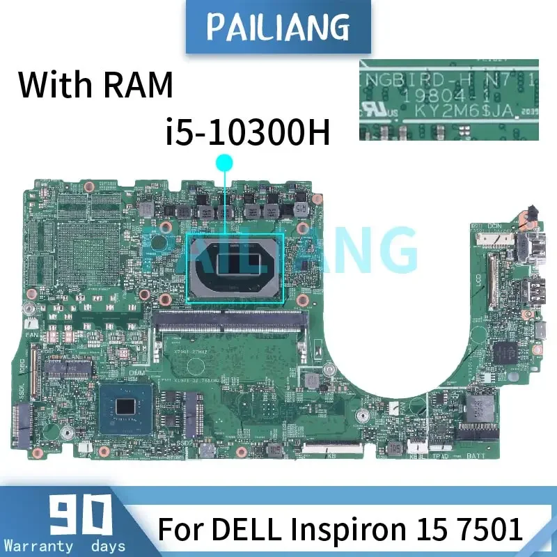 For DELL Inspiron 15 7501 Laptop Motherboard CN-041C82 041C82 41C82 With 8GB RAM I5 I7-10th Gen DDR4 Notebook Mainboard 19804-1