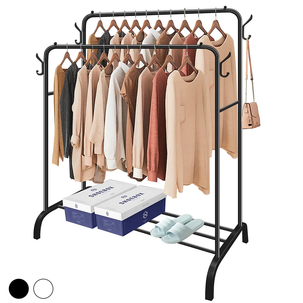 Clothes rack, Clothes Storage Rack For hanging clothes bags, Shoes Rack Storage Shelf,Double Rod Single Tier Hanger