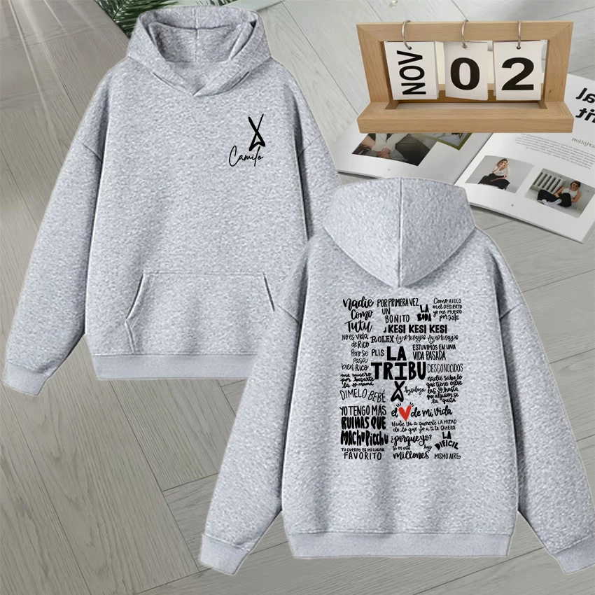 Singer Camilo La Tribu Album Letters Printed Hoodie Unisex Fashion Vintage Gothic Men Women Long sleeve Fleece Sweatshirt Unisex