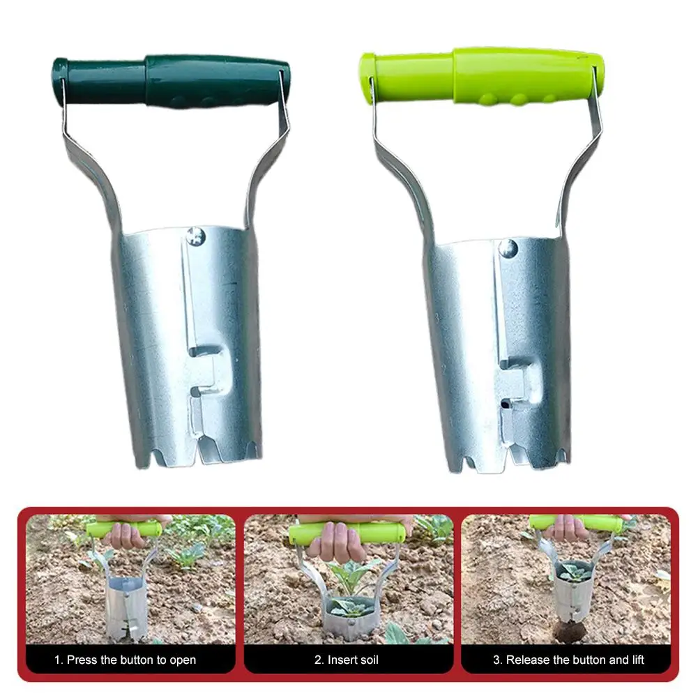 New Stainless Steel Seeder Excavator Horticultural Seedling Transplanting Flower Planting Cylindrical Transplanter