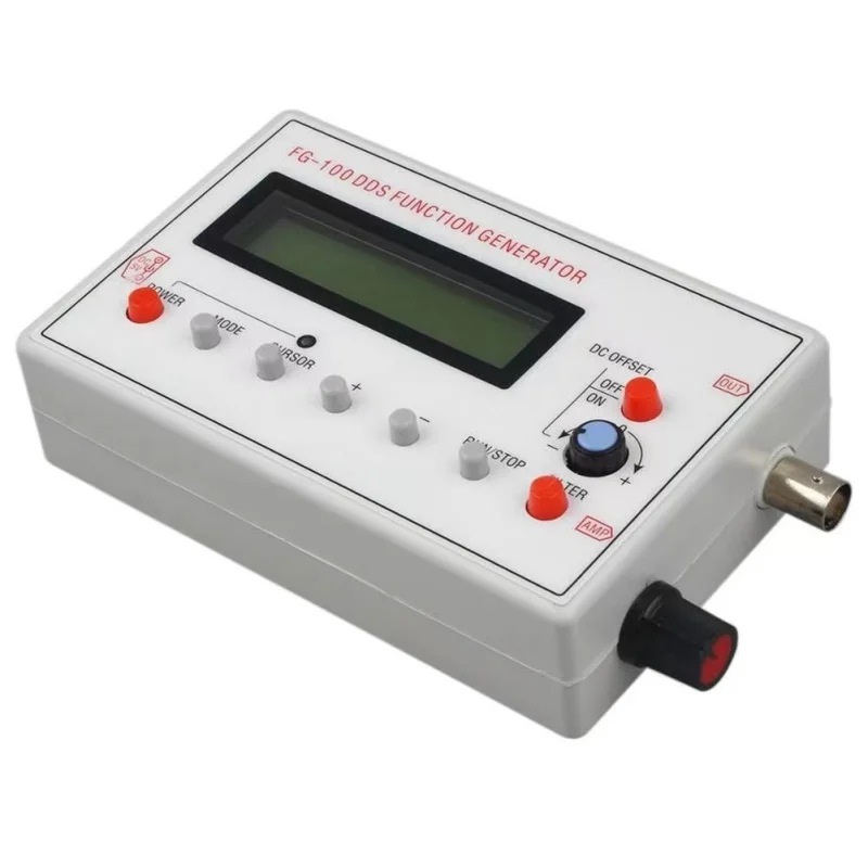 FG-100 DDS Function Signal Generator Frequency Counter 1Hz - 500Khz & 1Pcs P1011 BNC Q9 Male Double Dot Crocodile Oscillosc