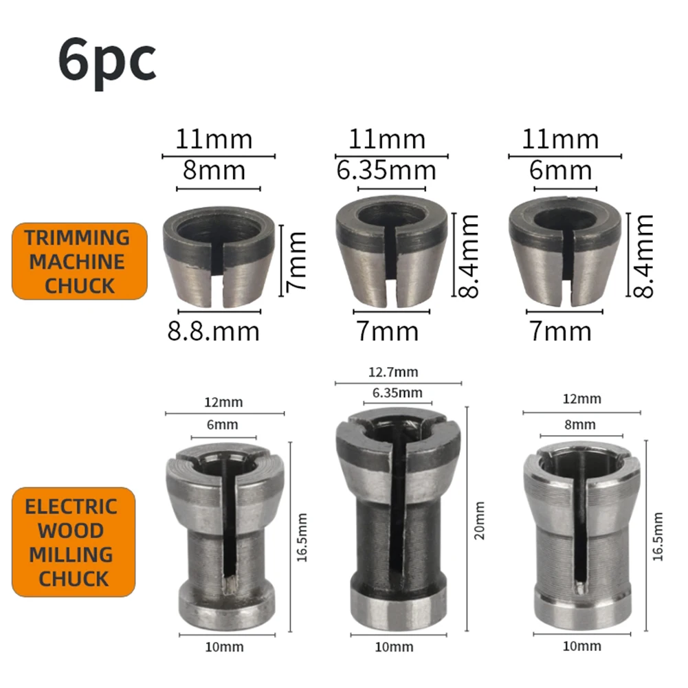 

Router Collet Adapter Engraving Machine Chuck Carbon Steel Heat Treated High Hardness High Strength Multi-purpose