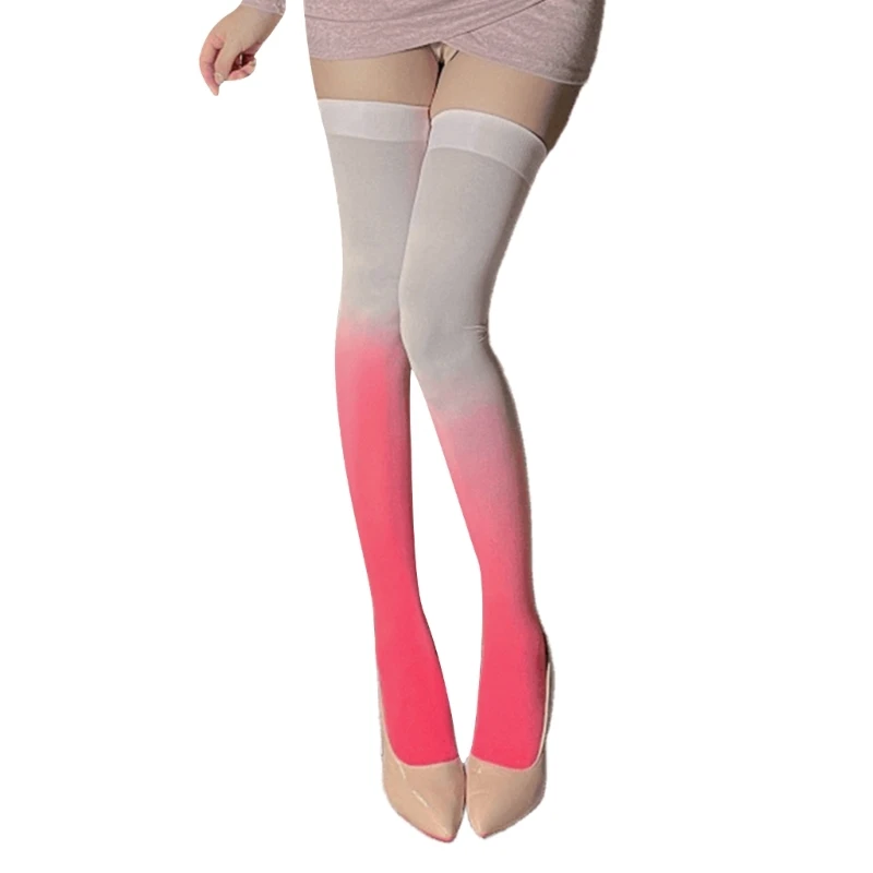 Halloween Cosplay Socks Silk Stockings Sheer Over the Knee Socks Gradients Thigh High Stockings Nylon Socks for Womens