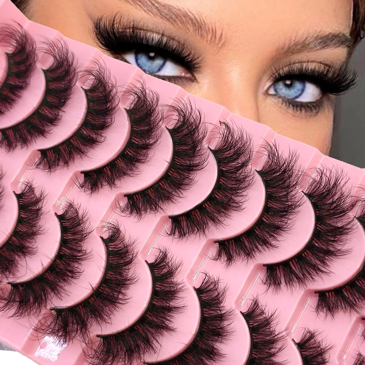 10 Pairs Mix Lashes Mink Fluffy Dramatic False Eyelashes Natural Long Faux Mink Wispy Fake Lashes Look Like Extension faux cils