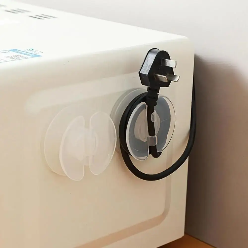 

4 pcs Wear-resistant Cord Organizer Self Adhesive Wire Management Round Storage Case Hook Transparent Wire Fixing Clip
