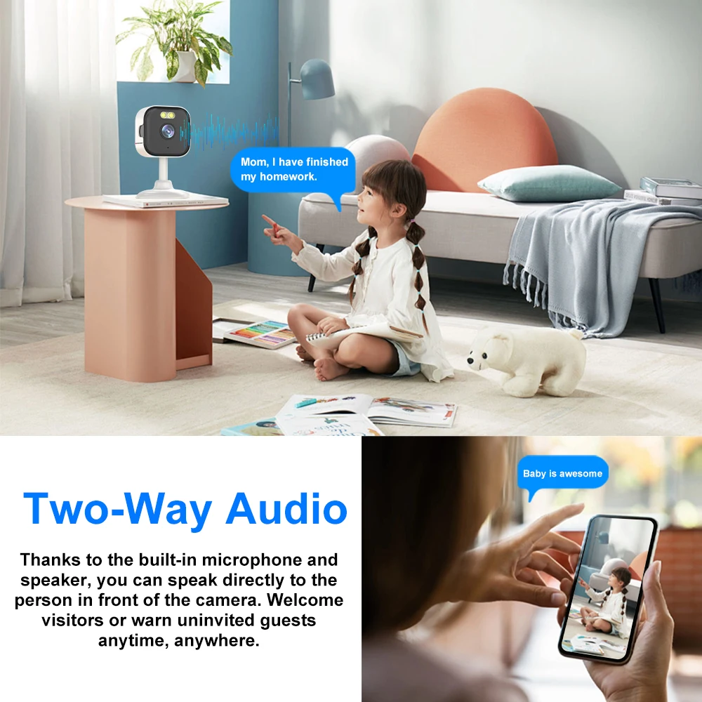 O-Kam Pro Mini Cube Security Camera, 5MP Indoor WiFi IP Camera with Two-Way Audio & Human Detection, Motion Alert, 5X Zoom,