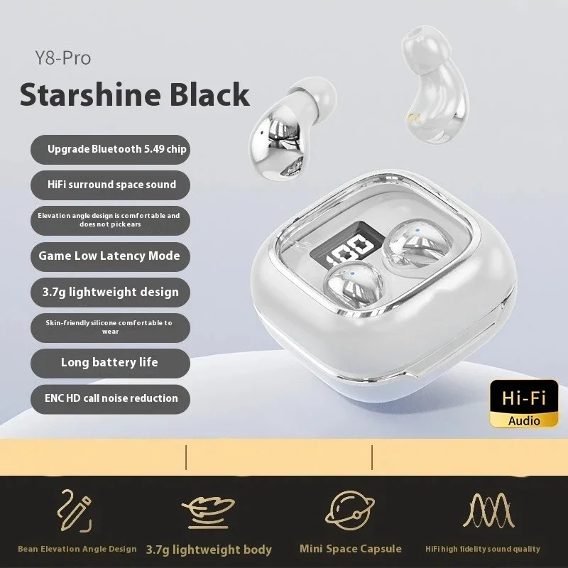 Y8 Wireless Bluetooth Earphone LED Display for Phone TWS Earphones Sport Earbuds With Mic Game Headphones Mini ENC Headset