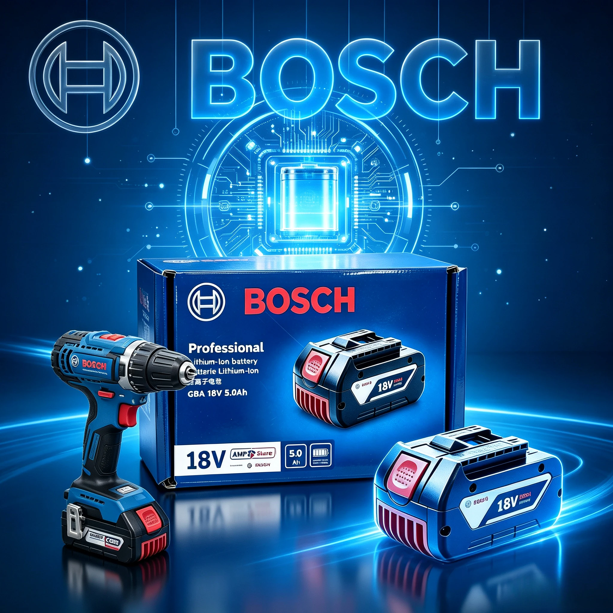 100%NEW Bosch 18V 5.0Ah/6.0Ah Dual Protection Battery(Overheat+Short Circuit), Fits Bosch 18V Multi-Tool for Fine Sanding Work