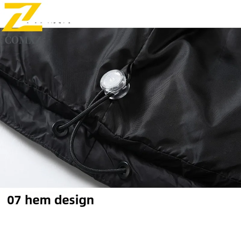 COMXZ Classic Hood Men Down Coat Outdoor Climbing Wind Resistant Parka Solid Color Design Light Travel Comfortable Winter Jacket