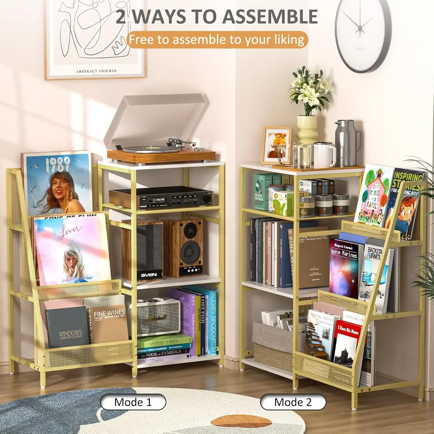 Bookshelf, Wooden Kids Bookshelf with 3-Tier Ladder Book Display Rack, Small Book Shelf Library Bookcase Storage Organiz