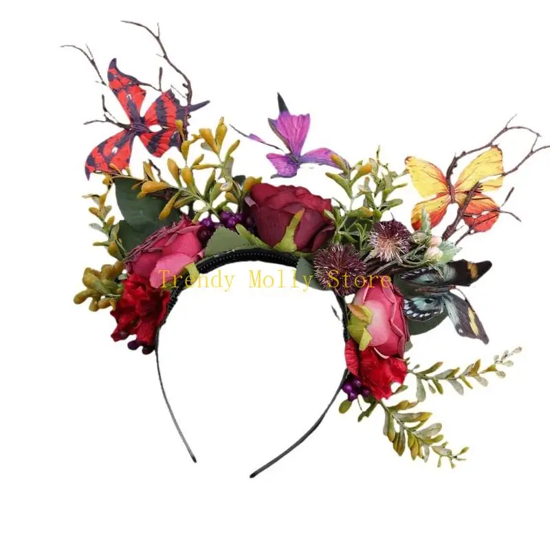 N5KB Schmetterlings-Stirnband-Fascinator-Hut, Monarchs-Schmetterlings-Stirnband-Kronen für Damen