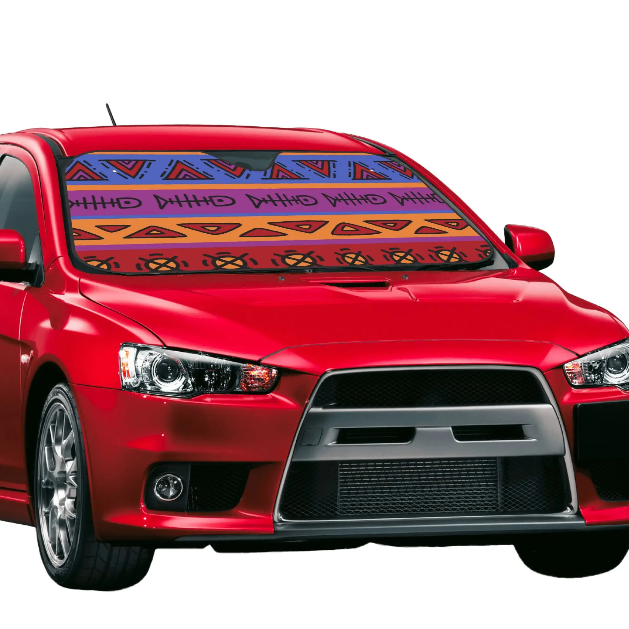 Windshield Sun Shade Car African Tribal Pattern Solar Reflector Protector Geometric Ankara Visor Screen Cover Vehicle Windscreen