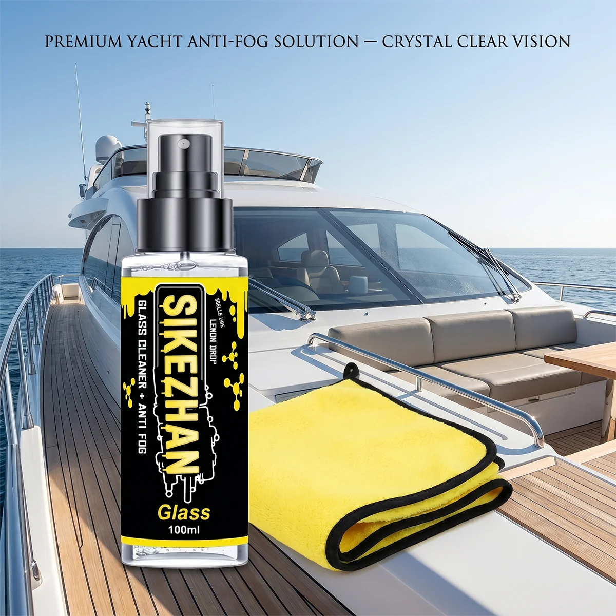 2-in-1 Anti-Fog Spray & Glass Cleaner for Cars, RVs & Boats, Streak-Free Window Defogger with Towel, Ammonia-Free