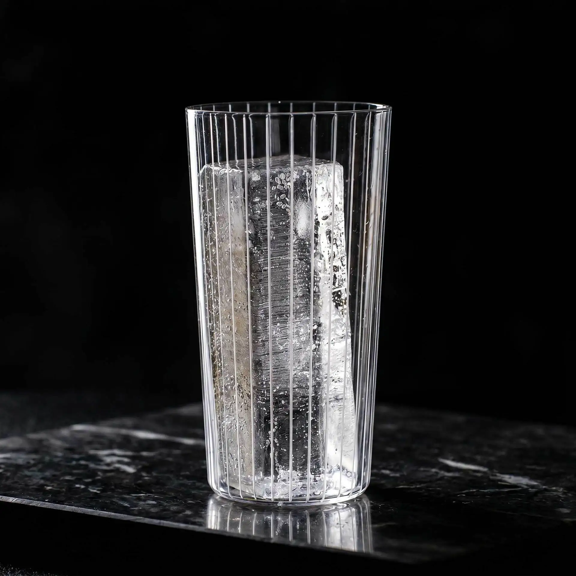 Hand Engraved Collins Glass, Japanese Slant Bubble Highball Tumbler, Long Drink Glass Cup for Coffee, Cold Drinks, Juice & Bever