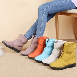 Colorful Modern Fashion Winter Shoes Women Snow Boots Flat Non-slip Waterproof Women Ankle Boots Warm Plush Plus Size 41 D222