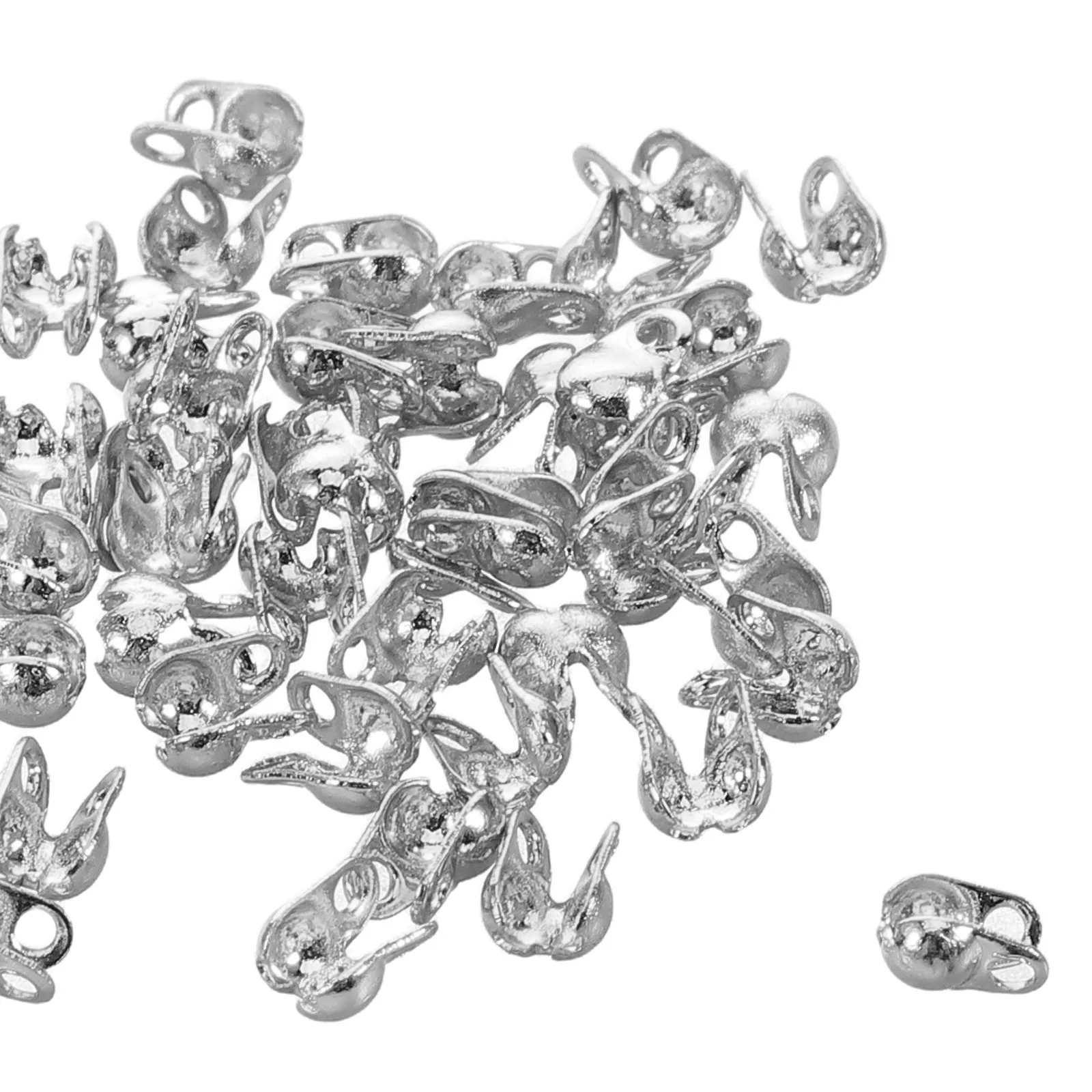 150Pcs Jewelry End Buckle Metal Crimp Bead Covers Clamshell Fold-Over Bead Connector Clasps for DIY Necklace Bracelet Making