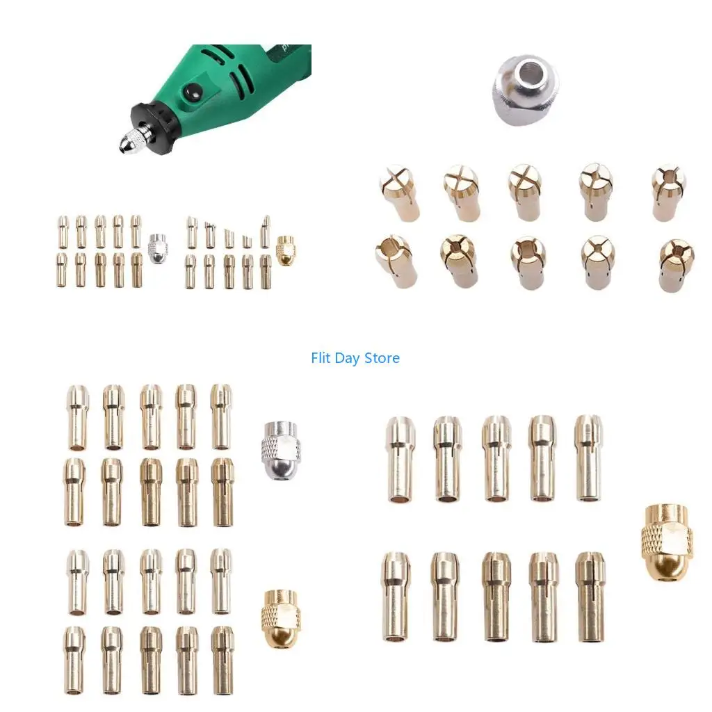 F92C 11pcs Power Tool Mini Drill Brass Collet Chuck forDremel Rotary Tool Accessories Machine Polishing Engraver Electrics