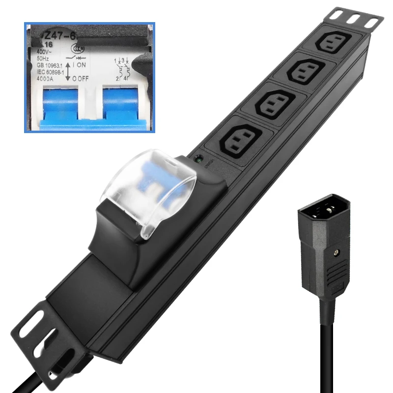 

PDU SPD Power Strip Distribution 4 Unit Network Cabinet Socket Plug 4000W Aluminium alloy Independent switch C13 SOCKET