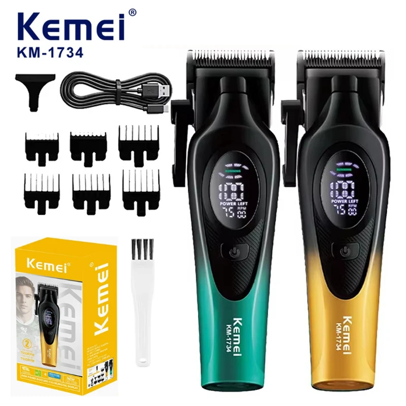 Kemei KM-1734 Recortadora de Pelo Inalámbrica para Barbero, Máquina de Corte Profesional Eléctrica de Precisión con Cuchilla de 0mm para Acabados y Detalles