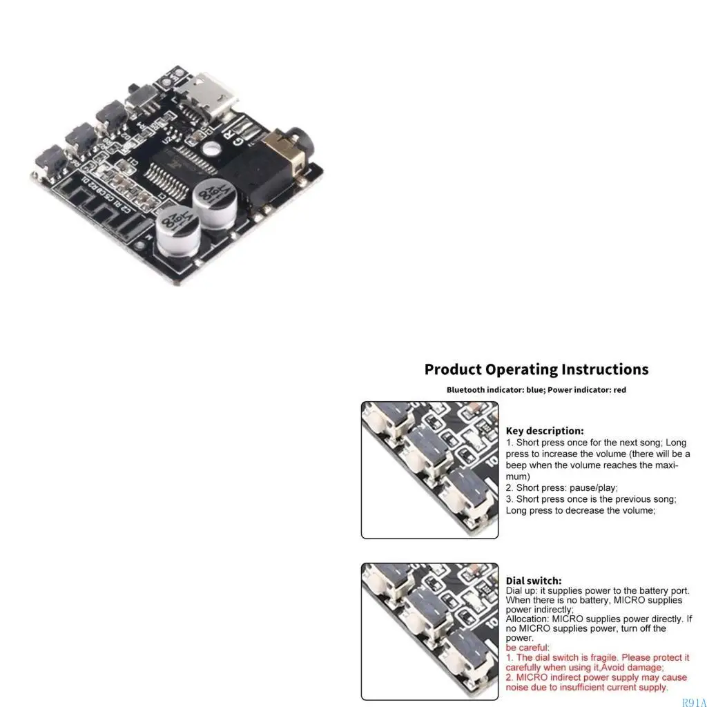 

R91A BT5.0 Модули аудиоресивера Type-C/Micro-MP3 Bluetooth-совместимая плата декодирования