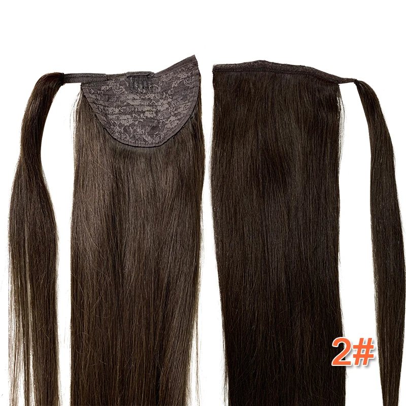 Extensões de rabo de cavalo em linha reta 100% real natural remy europeu rabo de cavalo penteados envoltório em torno de rabo de cavalo clipe em extensões de cabelo