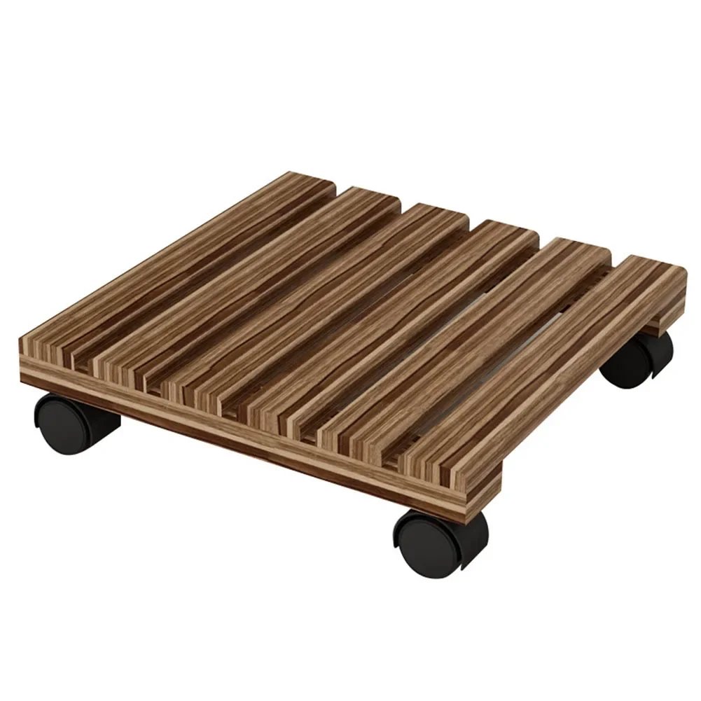 

360 Degree Swivel Wheels Flower Pot Rack Mobile Stand Functional Decor Solid Wood Material Space-Saving Design