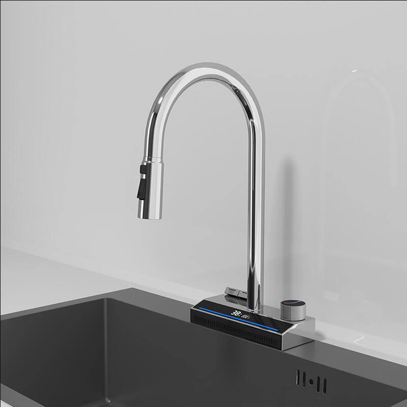 Imagem -06 - Flying Rain Waterfall Kitchen Pull Faucet Full Copper Piano Key Stage Pia de Único Furo Quente e Frio Novo