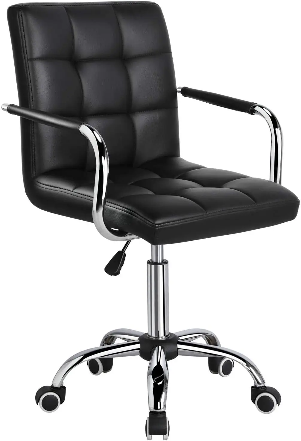 Silla de Oficina con Ruedas Giratorias, Silla de Ordenador Ajustable en Altura con Asiento Acolchado Giratorio