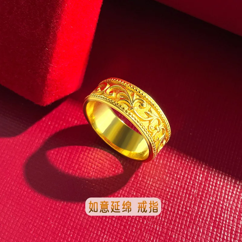 

Luxury 24K 9999 Pure Gold real gold Men's and Women's Auspicious Ancient Pattern Ring