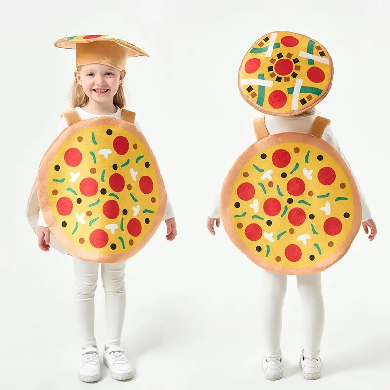 

Halloween Children's Pizza Funny Performance Nursery Play Food Hat Smock Stage Performance Costume Yue Meikai Brand