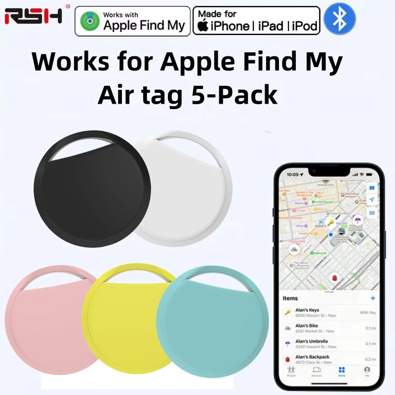 5er-Pack Smart Air-Tag (nur IOS), funktioniert mit Apple Find My (nur iOS), GPS Global Positioning Smart Tracker für Schlüsseltasche, Auto-Geldbörse